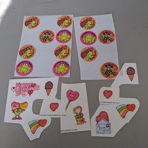 New 1980's Valentine partial sheets of stickers animals candy